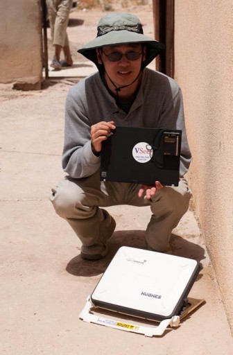 Milton Chen with VSee / Inmarsat BGAN kit width=